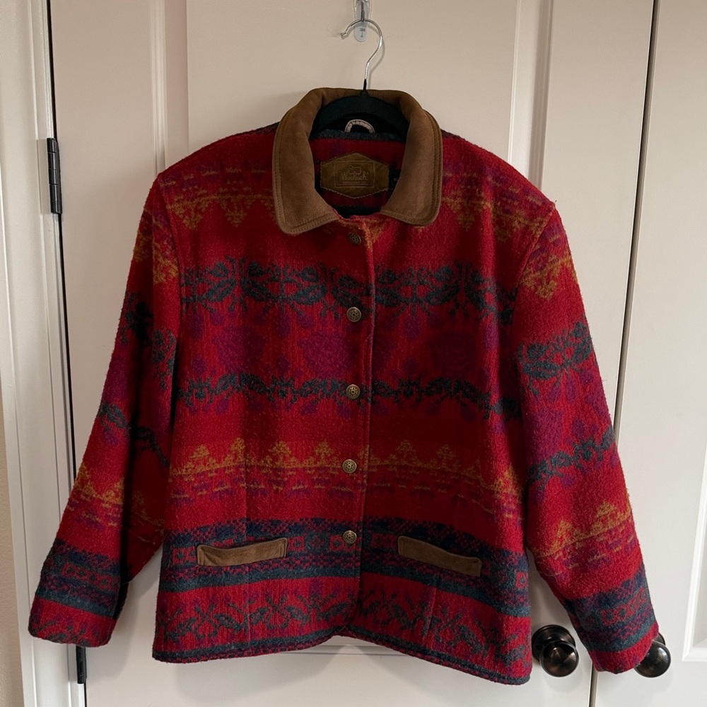 Womens Vintage Woolrich Red Patterned Jacket
